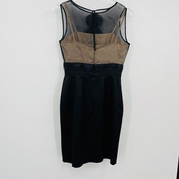 Max and Cleo Size 2 Black & Nude Mesh Sleeveless Cocktail Mini Sheath Dress - Picture 9 of 9
